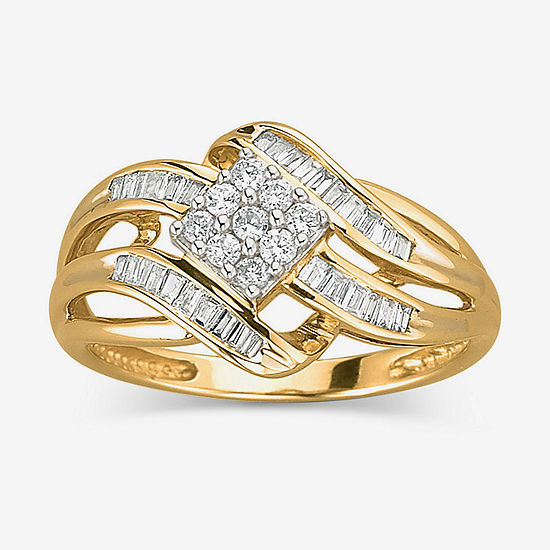 1/3 CT. T.W. Diamond 10K Gold Swirl Cocktail Ring