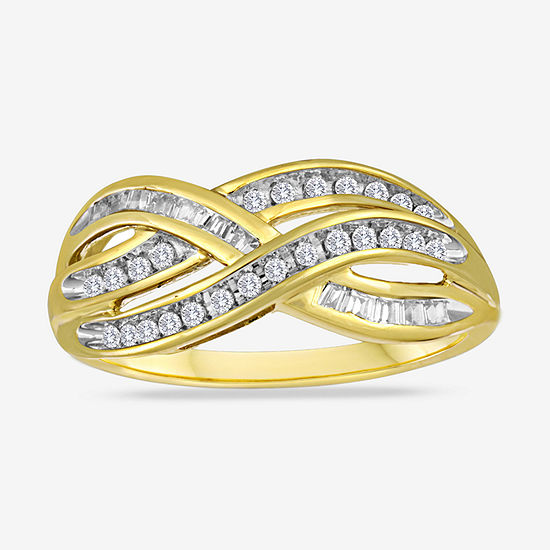 1/3 CT. T.W. Diamond 10K Yellow Gold Swirl Ring