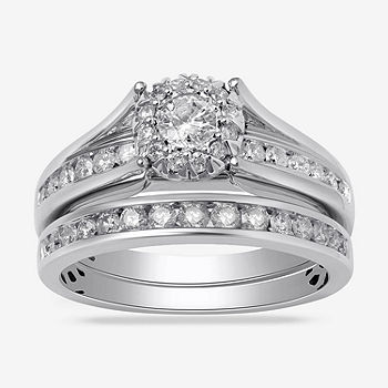 Engagement Band Ladies Wedding Bridal Ring Diamond 14K White Gold On Real Silver 