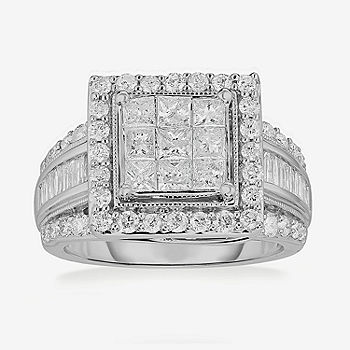 10K White Gold Diamond Jewelry-2-Stone Rings-Ladies' Rings