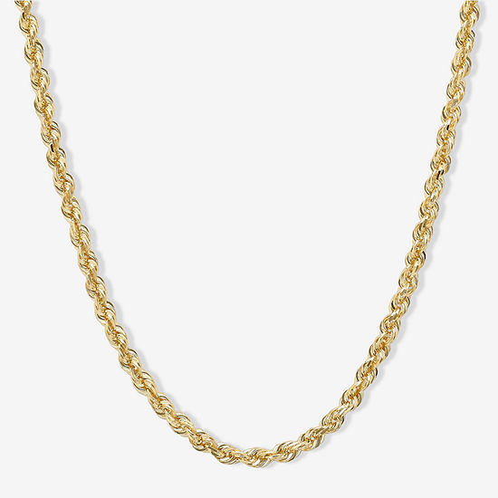 14K Yellow Gold 2.5mm 24" Hollow Glitter Rope Chain