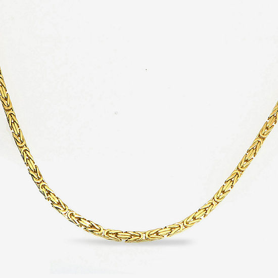 14K Yellow Gold Solid Byzantine Chain Necklace