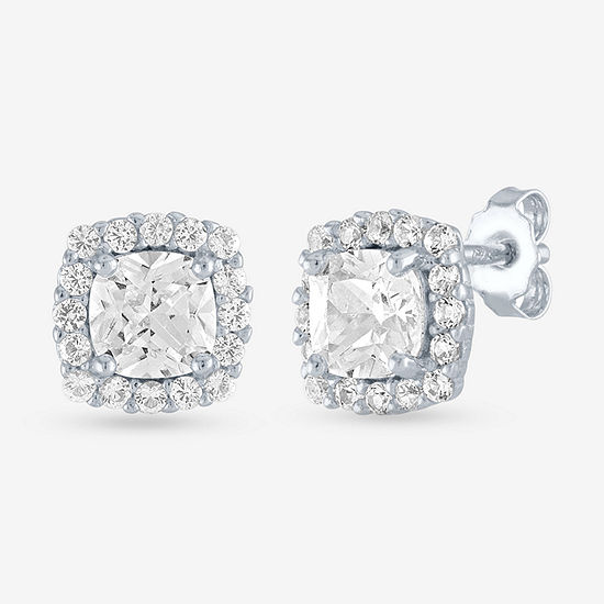 LIMITED TIME SPECIAL! Lab Created White Sapphire 8mm Stud Earrings in Sterling Silver