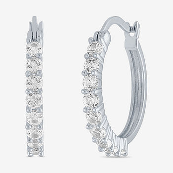 Sapphire 20mm Hoop Earrings in Sterling Silver