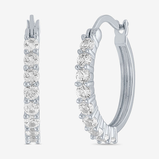 LIMITED TIME SPECIAL! Lab Created White Sapphire 20mm Hoop Earrings in  Sterling Silver