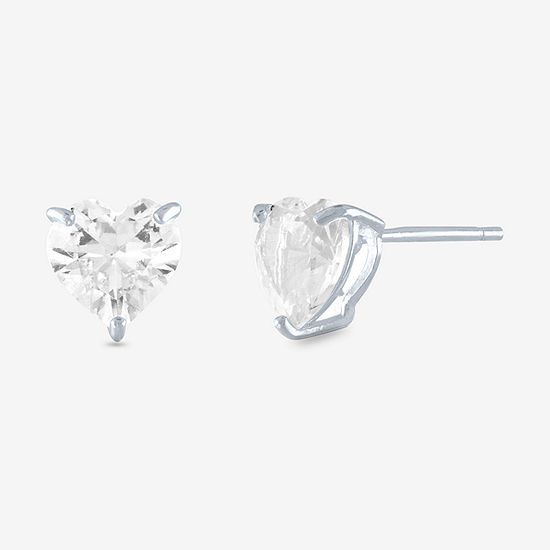 Limited Time Special! Lab Created White Sapphire Sterling Silver 7mm Heart Stud Earrings