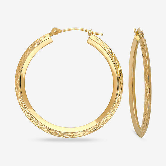 14K Gold Star-Cut Hoop Earrings