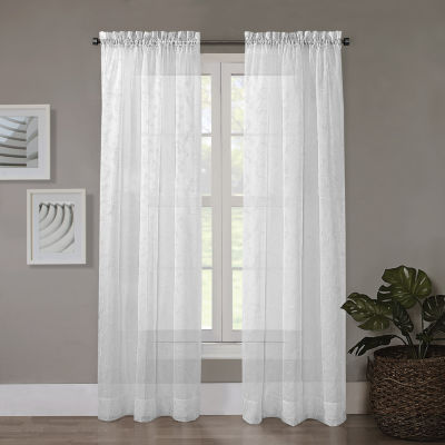 Regal Home Embroidered Voile Sheer Rod Pocket Single Curtain Panel