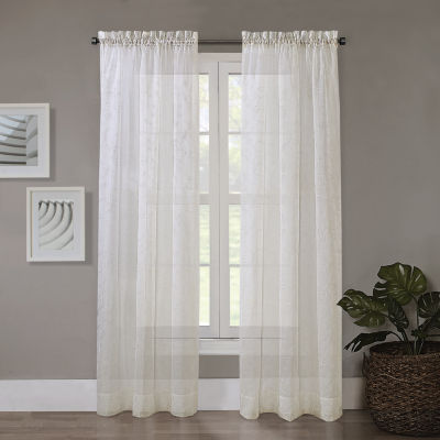Regal Home Embroidered Voile Rod Pocket Embroidered Sheer Single Curtain Panel