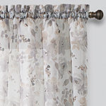 Regal Home Floral Printed Voile Sheer Rod Pocket Single Curtain Panel