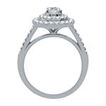 I Said Yes Womens 1 CT. T.W. Lab Grown Diamond Sterling Silver Pear Side Stone Halo Bridal Set