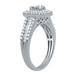 I Said Yes Womens 1 CT. T.W. Lab Grown White Diamond Sterling Silver Side Stone Halo Bridal Set