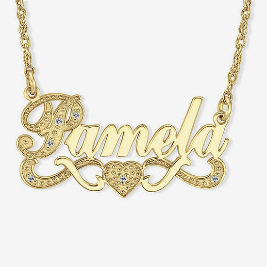 Personalized Diamond-Accent 14K Gold Over Sterling Silver Name Necklace