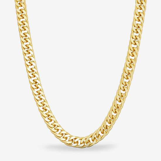14K Gold Over Silver 18 to 30 Inch Solid Curb Chain Necklace