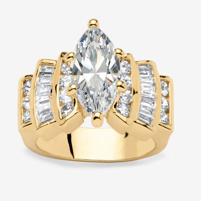 Womens 3 3/4 CT. T.W. White Cubic Zirconia 14K Gold Over Brass Engagement Ring