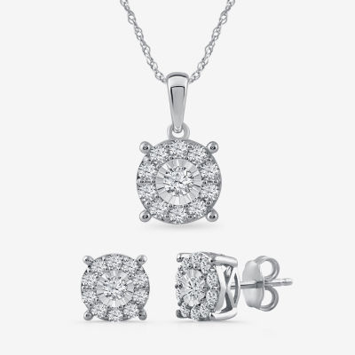 1 CT. T.W. Genuine White Diamond Sterling Silver 2-pc. Jewelry Set
