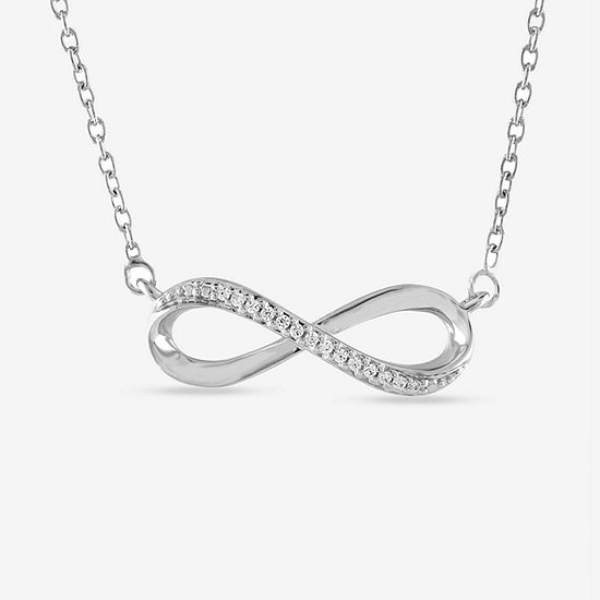 "Forever" Womens Diamond Accent Genuine White Diamond Sterling Silver Infinity Pendant Necklace