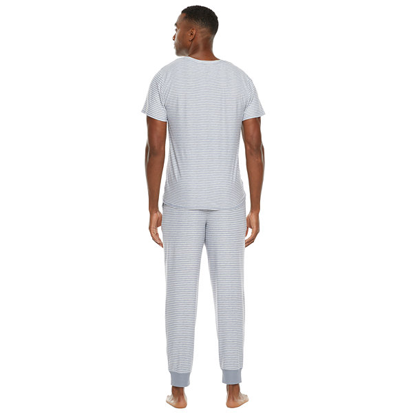 Jaclyn True Stripe Family Sleep Mens Crew Neck Short Sleeve 2-pc. Pant Pajama Set