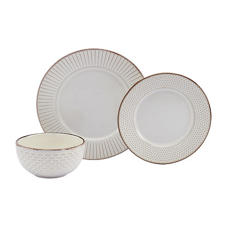 Gallery Monroe 12-pc. Stoneware Dinnerware Set, One Size, White