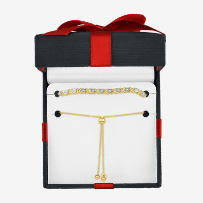 Yes, Please! Womens 1/10 CT. T.W. Natural White Diamond 14K Gold Over Silver Bolo Bracelet