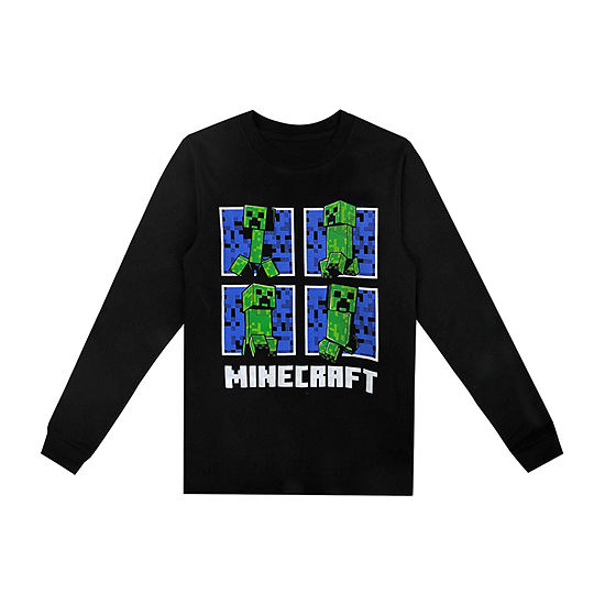 Little & Big Boys Crew Neck Minecraft Long Sleeve Graphic T-Shirt