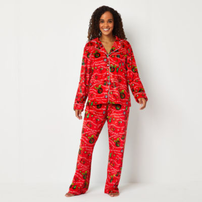 Womens Grinch Long Sleeve 2-pc. Pant Pajama Set