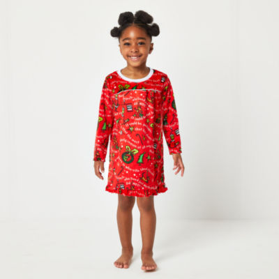 Toddler Girls Grinch Long Sleeve Round Neck Nightgown