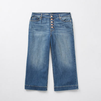 a.n.a - Plus Stretch Fabric Womens High Rise Regular Fit Wide Leg Cropped Jean