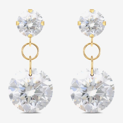 Lab Created Sapphire 10K Gold Drop Earrings