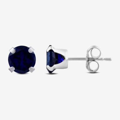 Gemstone 10K White Gold 6mm Round Stud Earrings