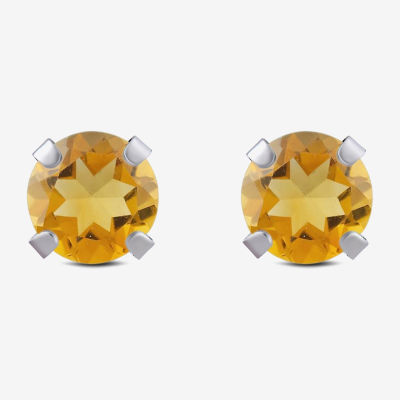 Gemstone 10K White Gold 6mm Round Stud Earrings