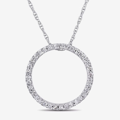 Womens / CT. T.W. Natural White Diamond 10K Gold Circle Pendant Necklace