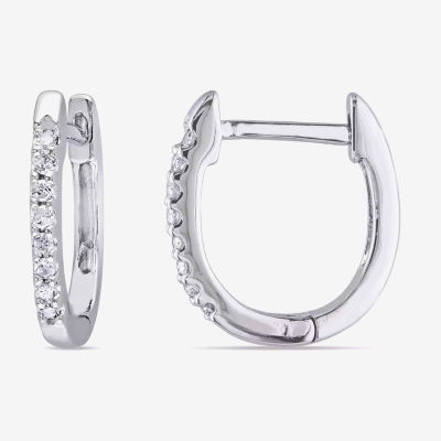 Womens 1/10 CT. T.W. Natural White Diamond 10K Gold 12.7mm Hoop Earrings