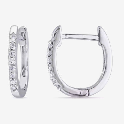 1/10 CT. T.W. Natural White Diamond 10K Gold 12.7mm Hoop Earrings