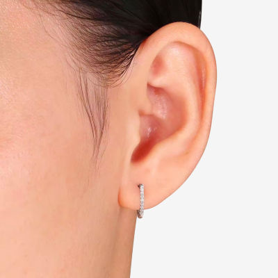 Womens 1/10 CT. T.W. Natural White Diamond 10K Gold 12.7mm Hoop Earrings