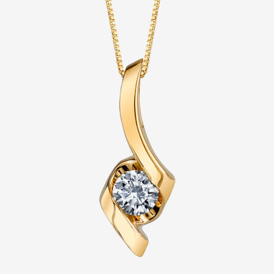 Sirena® 1/8 CT. Natural Diamond Solitaire 14K Yellow Gold Ribbon Pendant Necklace