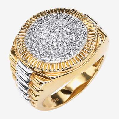 Mens 1/6 CT. T.W. Natural White Diamond 18K Gold Over Silver Fashion Ring