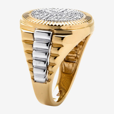 Mens 1/6 CT. T.W. Natural White Diamond 18K Gold Over Silver Fashion Ring