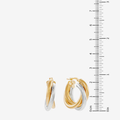 Made in Italy 14K Two Tone Gold 15mm Round Hoop Earrings