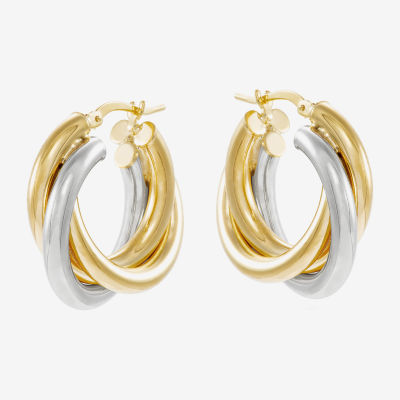 Made in Italy 14K Two Tone Gold 15mm Round Hoop Earrings