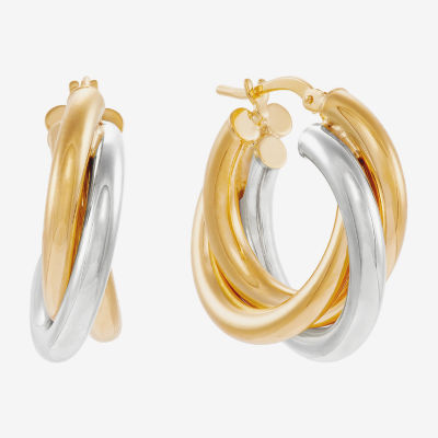 Made in Italy 14K Two Tone Gold 15mm Round Hoop Earrings