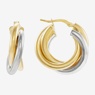 Made in Italy 14K Two Tone Gold 15mm Round Hoop Earrings