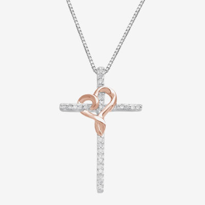 Hallmark Diamonds 1/10 CT.T.W. Natural Diamond Sterling SIlver With 14K Rose Gold Over SIlver Accent Pendant Necklace