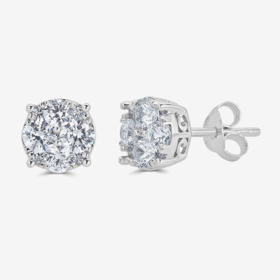 3/4 CT. T.W. Natural White Diamond Sterling Silver 6.4mm Stud Earrings