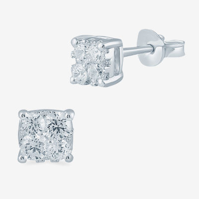 1/4 CT. T.W. Natural White Diamond Sterling Silver 3.8mm Stud Earrings