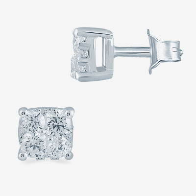 1/4 CT. T.W. Natural White Diamond Sterling Silver 3.8mm Stud Earrings