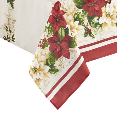 Elrene Home Fashions Red & White Poinsettia Tablecloth