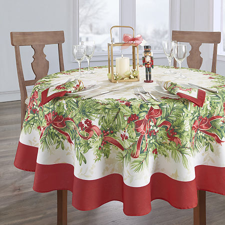 Elrene Home Fashions Holly Traditions Tablecloths, One Size, Green