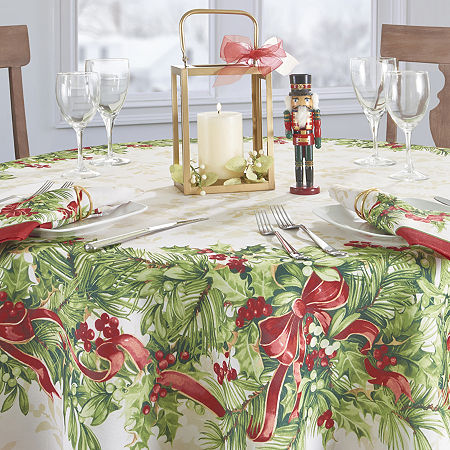 Elrene Home Fashions Holly Traditions Tablecloths, One Size, Green