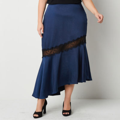 Ryegrass Womens Mid Rise Midi A-Line Skirt-Plus